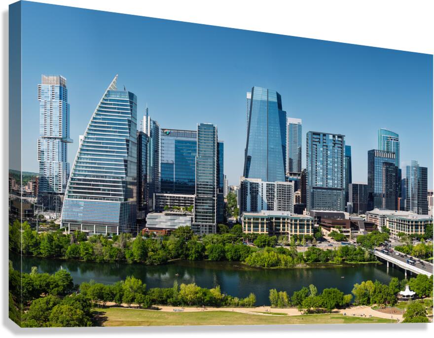 Aerial city skyline of Austin Texas in spring 2025 from park Canvas Print