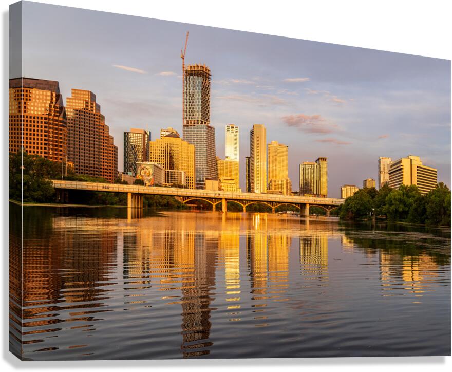 Waterline dominates city skyline of Austin Texas at sunset in 20 Canvas Print