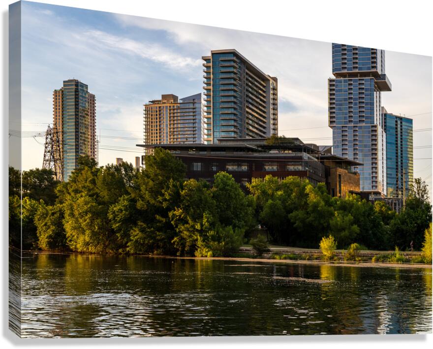 Detail Austin Central Library on waterfront in city skyline Texas Canvas Print