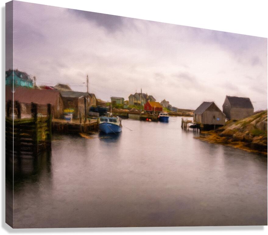 Digital painting at Peggys Cove near Halifax in Nova Scotia Can Canvas Print