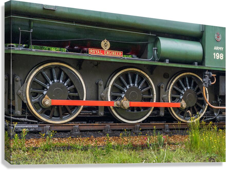 Detail of the wheels and coupling rod on the Isle of Wight Steam Canvas Print