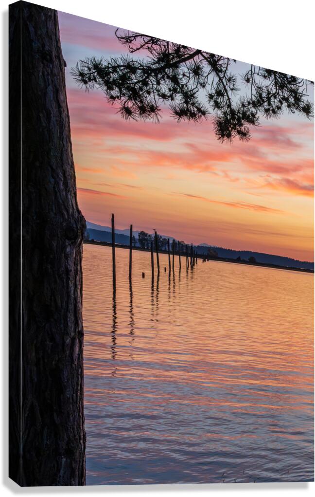 Dramatic sunset clouds over Possession Sound Everett in Washingt Canvas Print