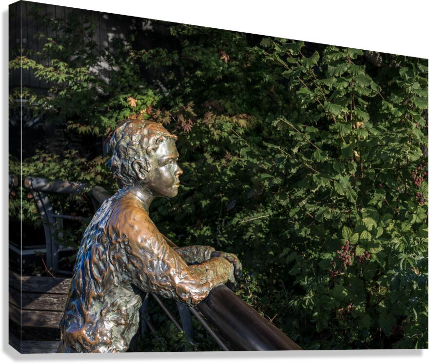 Boy with dog statue in Langley on Whidbey Island Canvas Print