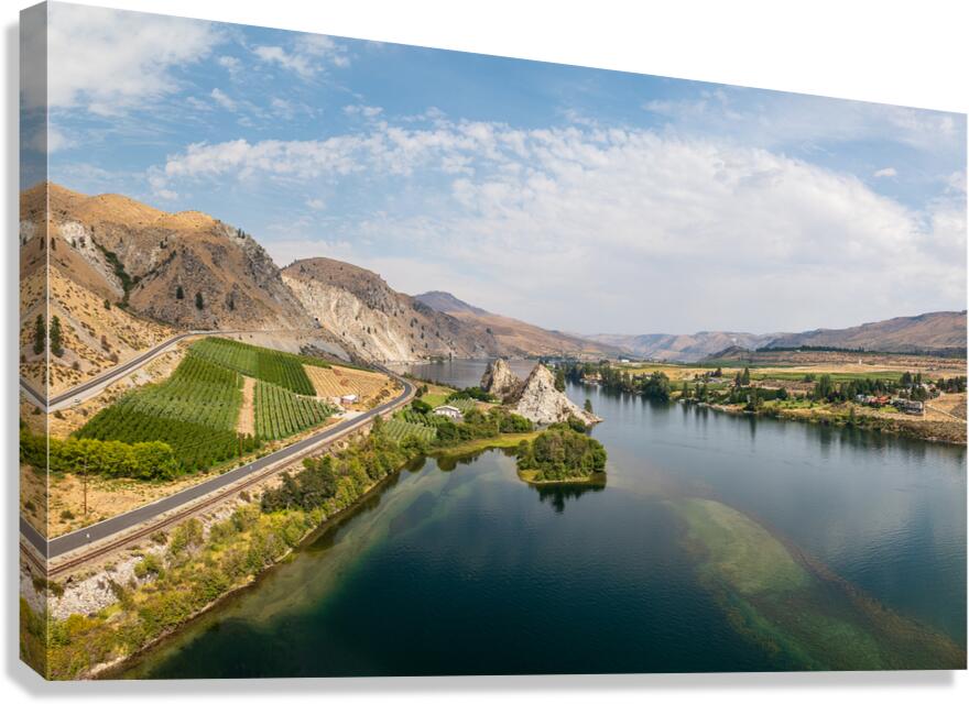 Aerial view of Columbia River by Maplecreek and Orondo in Washin Canvas Print