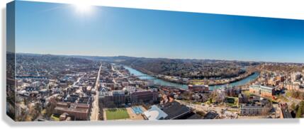 Aerial drone panorama of the downtown and university in Morgantown West Virginia  Canvas Print
