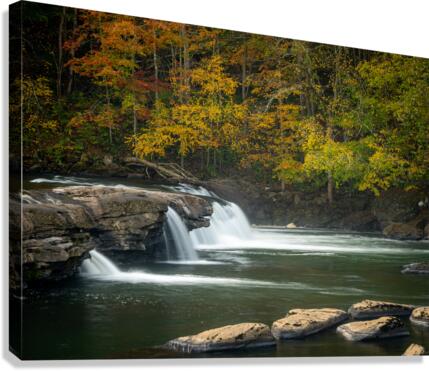 Cascades of the Valley Falls on a misty autumn day  Canvas Print