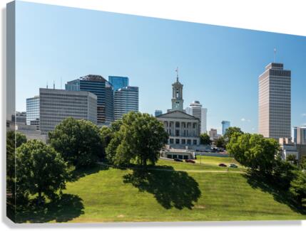 Aerial view of the State Capitol building in Nashville Tennessee  Canvas Print