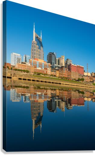 Reflection of Nashville in Tennessee with Cumberland River  Impression sur toile