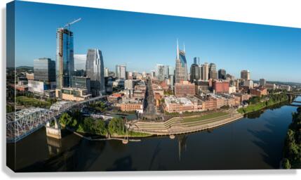 Panoramic skyline of Nashville in Tennessee from aerial drone  Impression sur toile