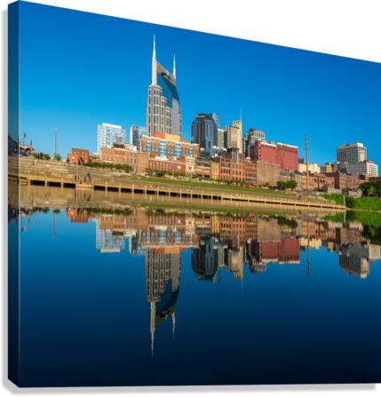 Skyline of Nashville in Tennessee with Cumberland River  Canvas Print