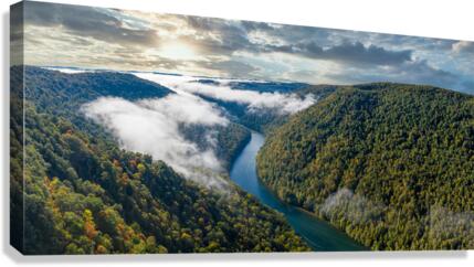 Panorama of gorge of the Cheat River upstream in the fall  Canvas Print