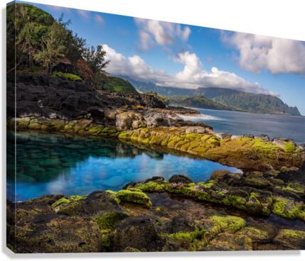 Long exposure image of the pool known as Queens Bath on  Kauai  Impression sur toile