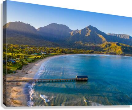 Aerial drone shot of Hanalei bay  Impression sur toile