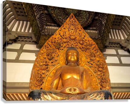 Statue of Buddha in the Byodo In buddhist temple  Canvas Print