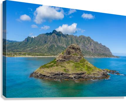 Aerial view of chinamans hat by Kualoa  regional park  Canvas Print