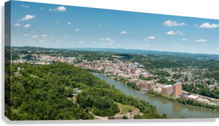 Aerial drone image of the downtown and university in Morgantown  Canvas Print