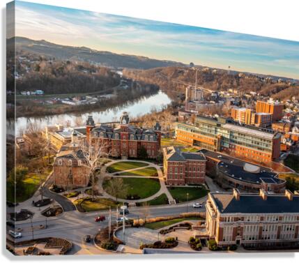 Aerial panorama of the Woodburn Circle at WVU  Impression sur toile
