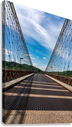 Suspension bridge over the Ohio river in Wheeling, WV  Impression sur toile