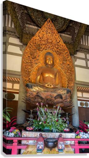 Statue of Buddha in the Byodo In buddhist temple on Oahu, Hawaii  Canvas Print