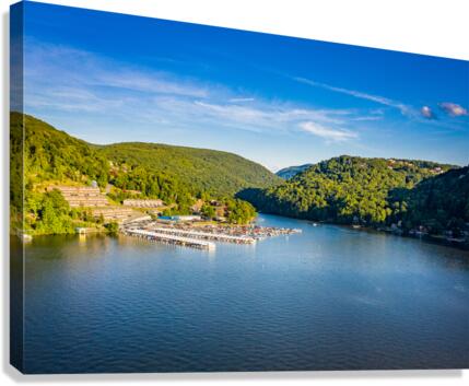 Wide panorama of Cheat Lake on a summer evening  Impression sur toile