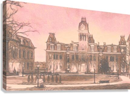 Woodburn Hall at West Virginia University in sepia tint  Impression sur toile