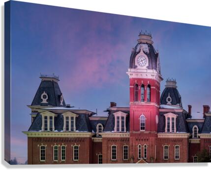 Clock Tower of Woodburn Hall at West Virginia University  Canvas Print