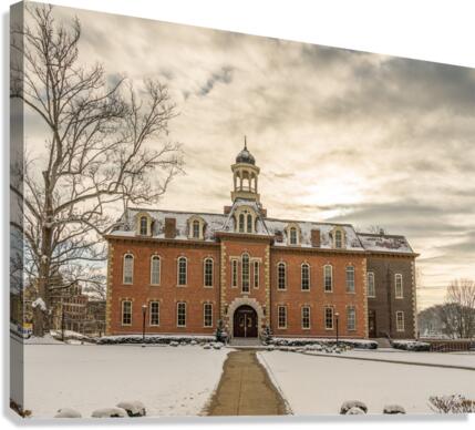 Martin Hall at West Virginia University in the snow  Impression sur toile