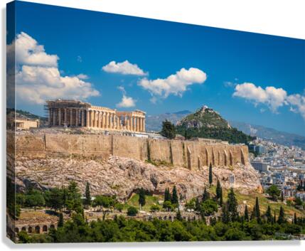 Panorama of city of Athens from Lycabettus hill  Canvas Print