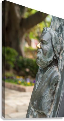 Statue of bust of Gerald Durrell in Corfu  Canvas Print