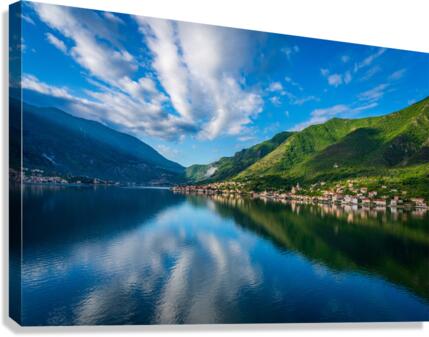 Town of Prcanj on the Bay of Kotor in Montenegro  Canvas Print