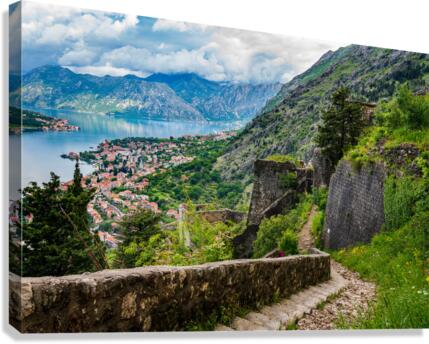 View from above Old Town of Kotor in Montenegro  Canvas Print