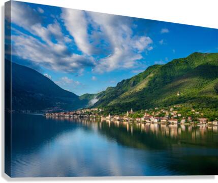 Town of Prcanj on the Bay of Kotor in Montenegro  Impression sur toile