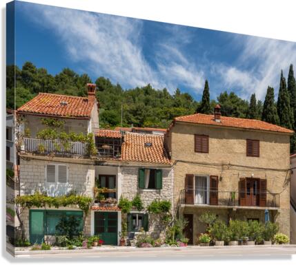 Rustic homes in Croatian town of Novigrad in Istria County  Canvas Print