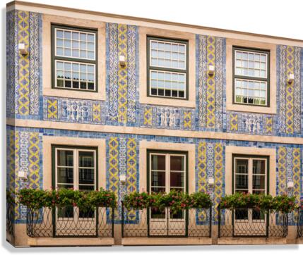 Traditional ceramic tiles decorate house in Lisbon  Canvas Print