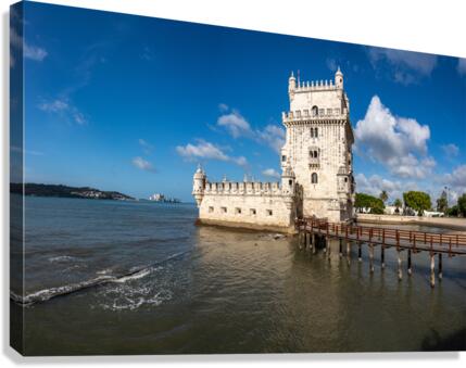 Panorama of the Tower of Belem near Lisbon  Canvas Print