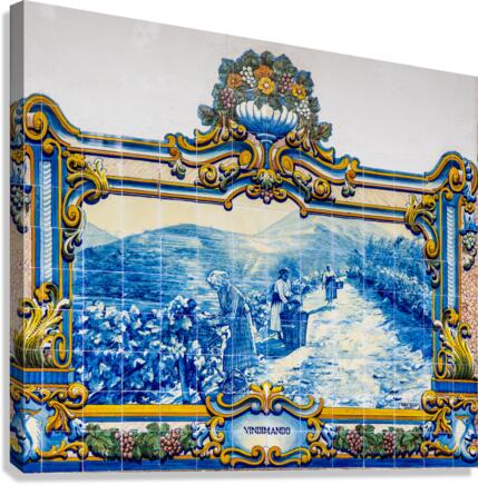 Ceramic tiles at Pinhao station in Portugal  Canvas Print