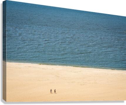 Single couple on wide beach at Cape May Point  Canvas Print