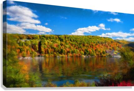 Painting of fall colors on Cheat Lake Morgantown  Canvas Print