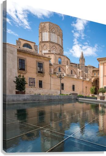 Reflection of Cathedral and Basilica Valencia  Impression sur toile