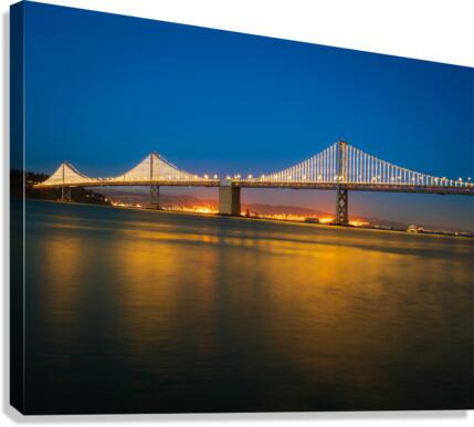 San Francisco Bay bridge illuminated at night Canvas Print