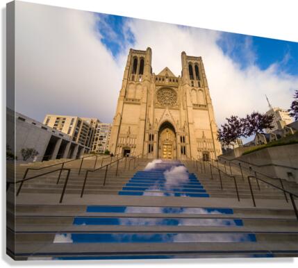 Entrance steps up to Grace Catholic Cathedral  Impression sur toile
