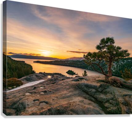 Emerald Bay on Lake Tahoe with snow  Canvas Print