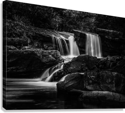 Black and White Waterfall on Deckers Creek  Canvas Print