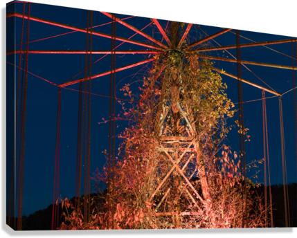 Chain swing ride at abandoned funfair   Canvas Print