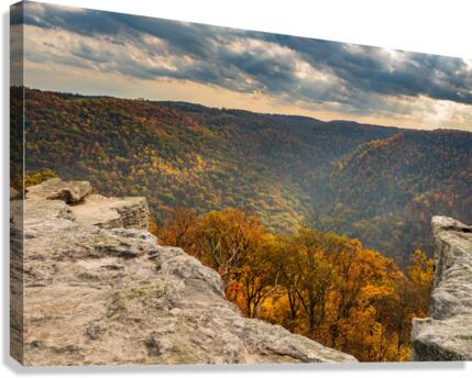Raven Rock overlooks forest at Coopers Rock  Canvas Print