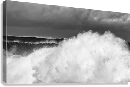 Frozen motion of large wave on beach  Canvas Print
