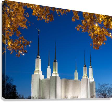 Mormon temple in Washington DC with xmas lights Canvas Print