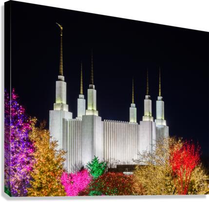 Mormon temple in Washington DC with xmas lights  Canvas Print