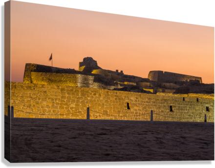 Old Bahrain Fort at Seef at sunset  Canvas Print