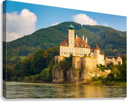 Schloss Schoenbuehel on Danube riverbank  Canvas Print